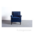 Chaise d&#39;accent armé en tissu velours bleu